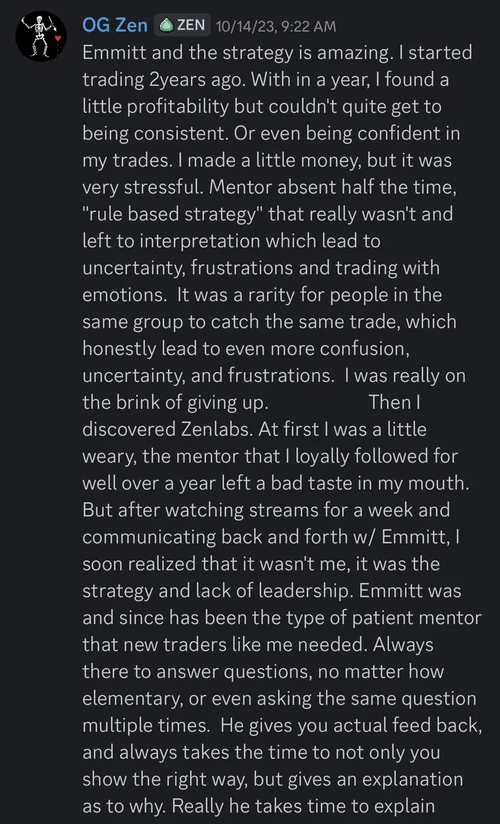 OG Zen's long testimonial about almost giving up before finding Zen Lab