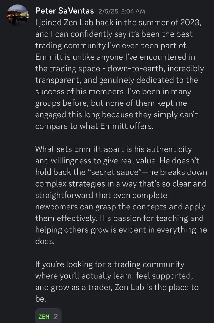 Peter SaVentas: Zen Lab has been the best trading community he has been part of